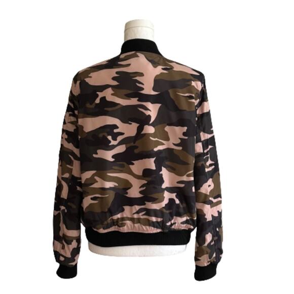 Miss London Jacket Coat Pink Olive Black Quilted Camouflage Bomber Coat Large - Picture 5 of 13